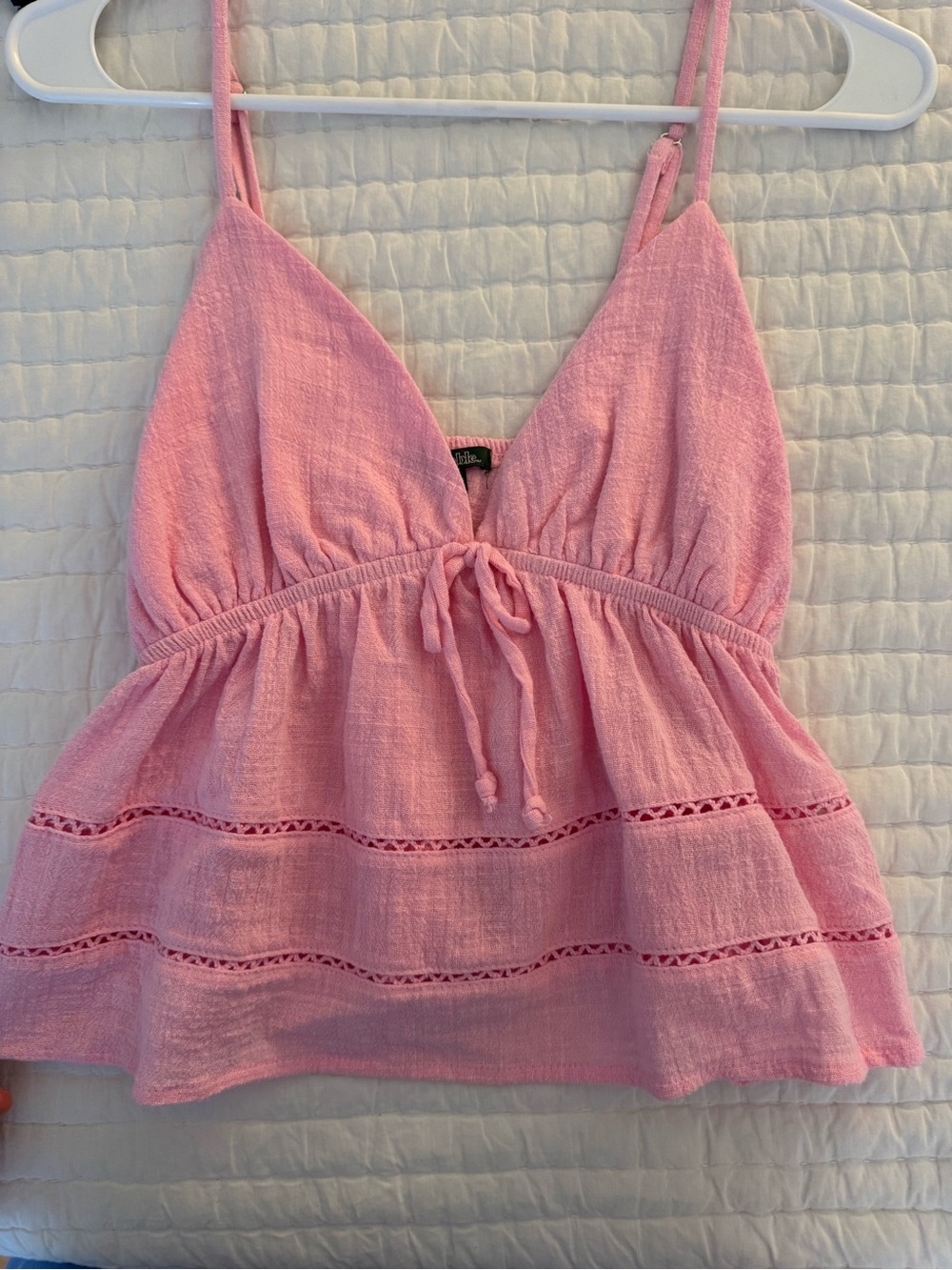 wild fable Pink Tie-Front Peplum Tank